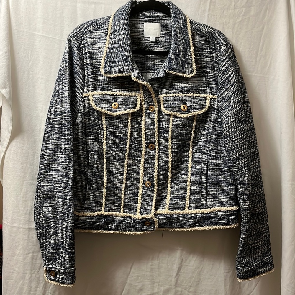 Anthropologie Black and Cream Textured Jacket